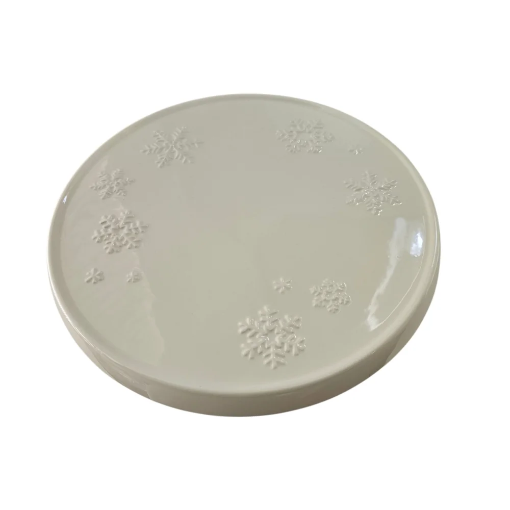 Hallmark White Snowflake Cake Stand Ceramic Pedestal Dessert Stand Winter Decor